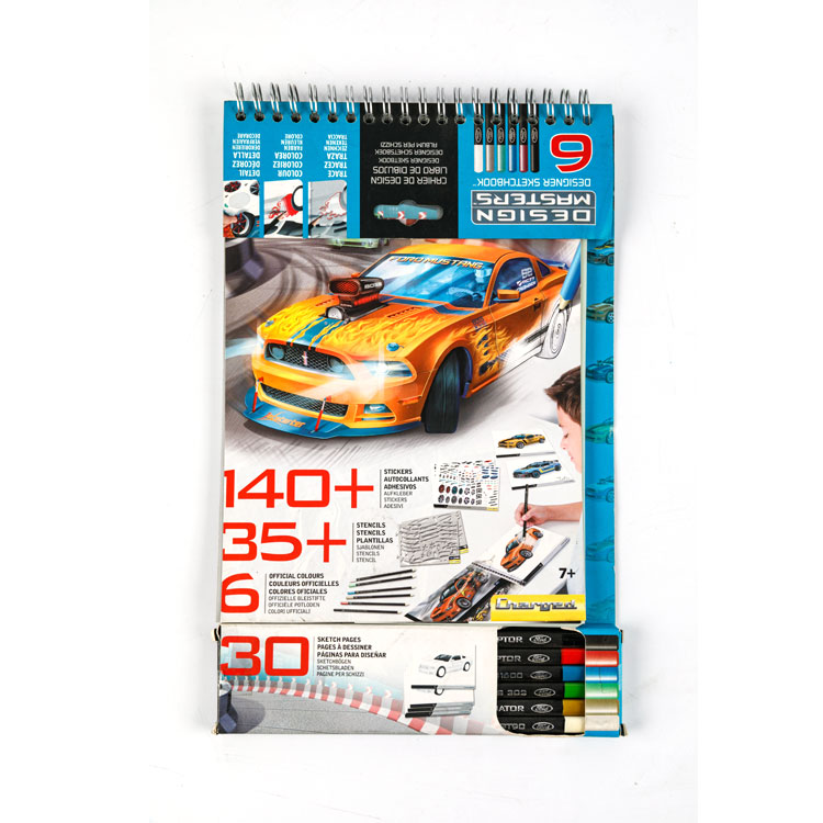 Sketch Book-Top Spiral Book Cool Racing Car